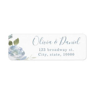 Romantic garden dusty blue watercolor floral label