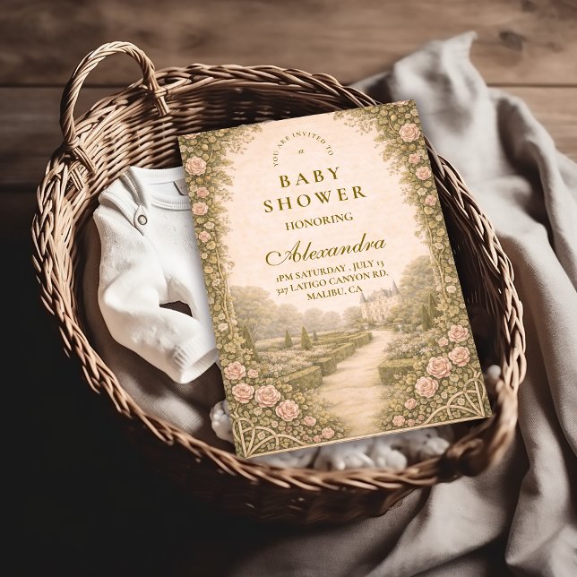 Romantic Garden Estate Path Baby Shower Invitation (Creator Uploaded)