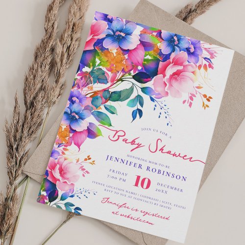 Romantic Garden Floral Baby Shower Party Invitation