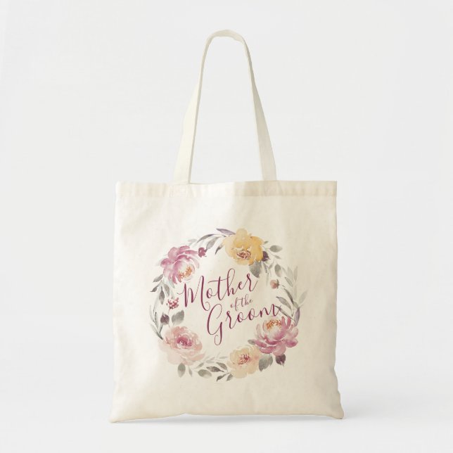 Romantic garden floral mother of the groom tote bag (Front)