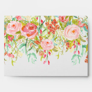Romantic Garden Floral Watercolor Envelope