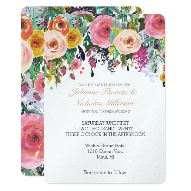Romantic Garden Floral Wedding Invitation