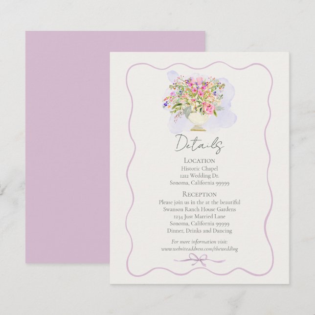 Romantic Garden Floral Wedding  Enclosure Card (Front/Back)