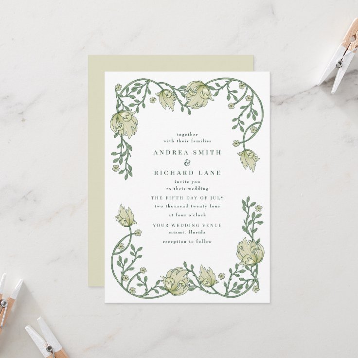 Romantic Garden Floral Wedding Invitation | Zazzle