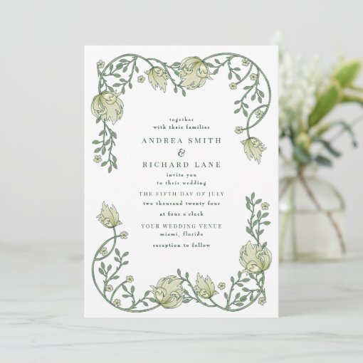 Romantic Garden Floral Wedding Invitation | Zazzle