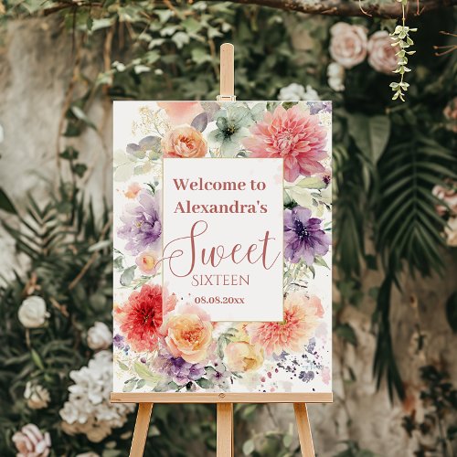 Romantic Garden Florals Sweet Sixteen Foam Board