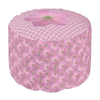 Romantic Garden Flower Geranium Pink Pattern Pouf