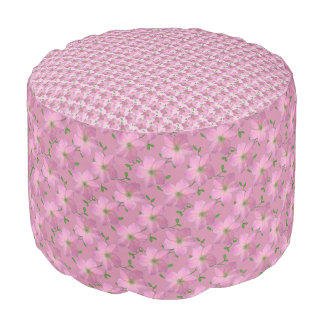 Romantic Garden Flower Geranium Pink Pattern Pouf