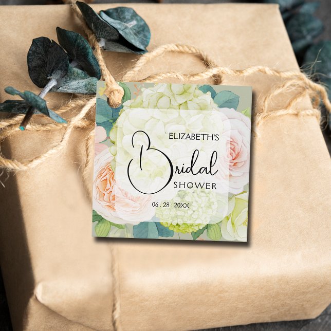 Romantic Garden Flowers Bridal Shower Favor Tags (Small 2" x 2" bridal shower favor tags. )