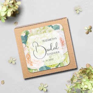 Romantic Garden Flowers Bridal Shower Square Sticker