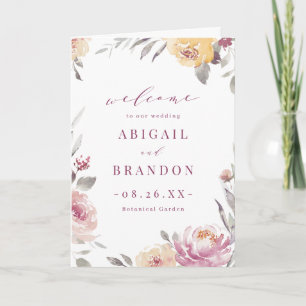 Romantic garden mauve floral wedding program