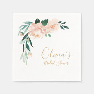Romantic garden peach floral bridal shower napkins