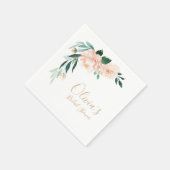Romantic garden peach floral bridal shower napkins (Corner)
