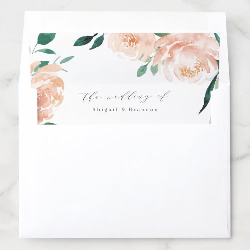 Romantic garden peach floral wedding envelope liner