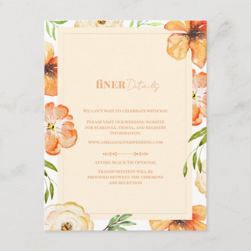 Romantic Garden Peach Floral Wedding Finer Details