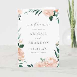 Romantic garden peach floral wedding Program