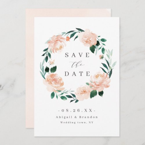 Romantic garden peach floral wedding save the date