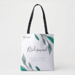 Romantic Garden Personalized Bridesmaid Tote Bag<br><div class="desc">Simple chic watercolour branches in sage and jade green personalized wedding party tote bag.  Designed to match our Romantic Garden Wedding Suite Collection.</div>