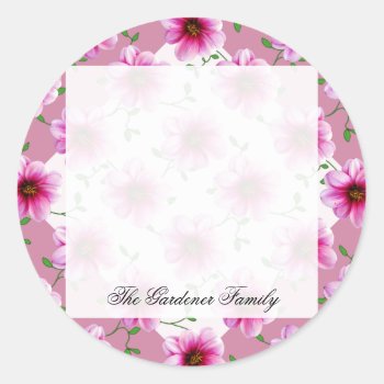 Romantic Garden Pink Dahlia Flower On Any Color Classic Round Sticker by KreaturFlora at Zazzle