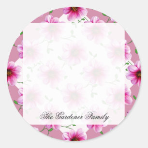 Romantic Garden Pink Dahlia Flower on any Color Classic Round Sticker