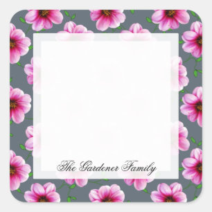 Romantic Garden Pink Dahlia Flower on any Color Square Sticker