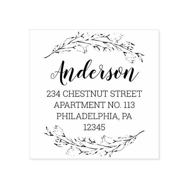 Romantic Garden Return Address Rubber Stamp (Imprint)