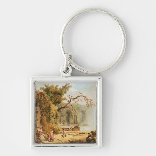 Romantic garden scene keychain (Front)
