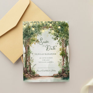 Romantic Garden String Lights Save the Date Announcement