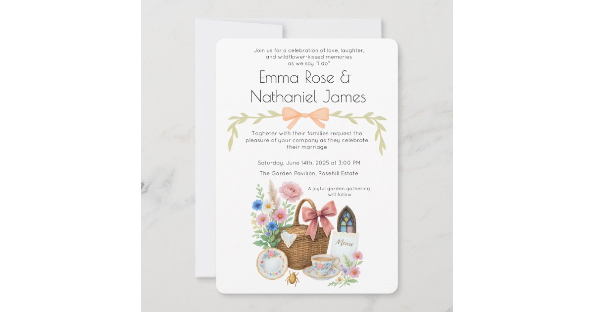 Romantic Garden Wedding Cottagecore Vintage Style Invitation | Zazzle