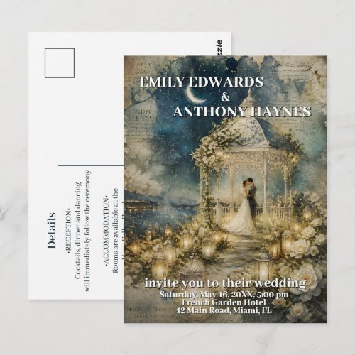 Romantic Garden Wedding Invitation Postcard