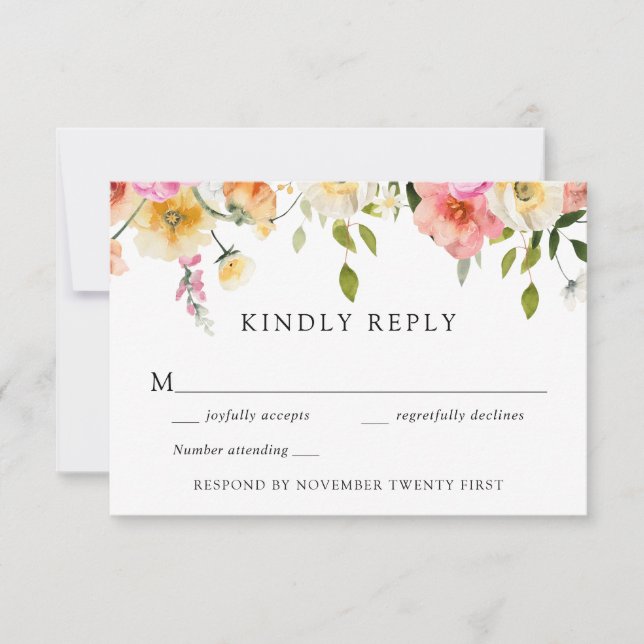 Romantic Garden Wedding RSVP Response  Invitation (Front)