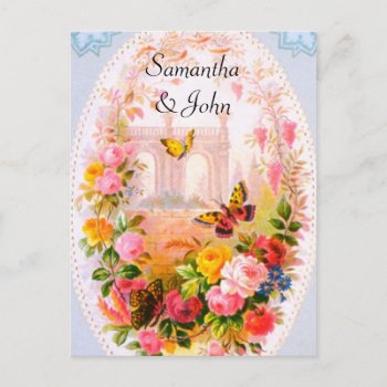 Romantic Garden Wedding Save The Date Announcement Postcard by itsyourwedding at Zazzle