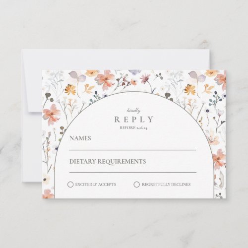 Romantic Garden Wildflower Wedding RSVP Card