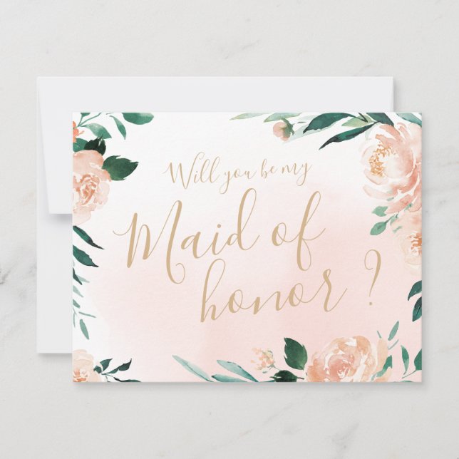 Romantic garden Will you be my maid of honor Invitation (Front)
