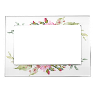 Romantic Garland in Pink & Red Flowers Magnetic Frame