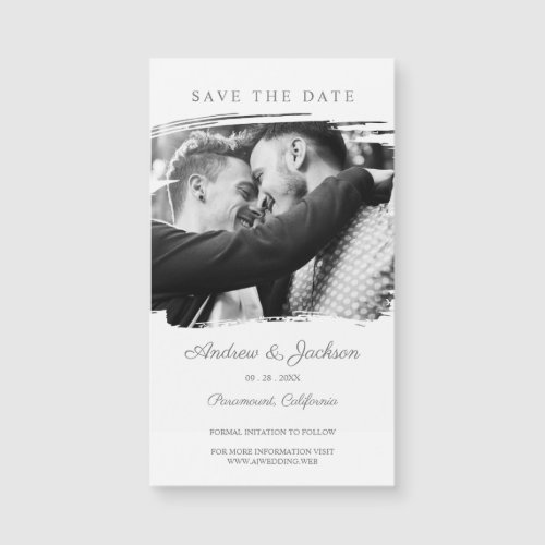 Romantic gay Couple on Brush for Save the Date