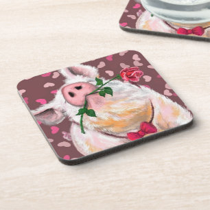 Romantic Gentleman Pig Funny Coaster