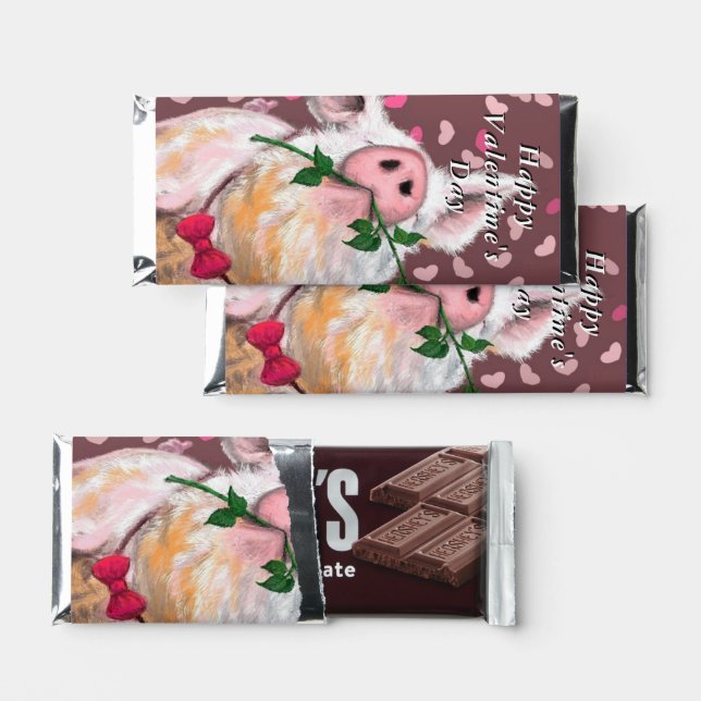 Romantic Gentleman Pig Funny Valentine's Day Hershey Bar Favors (Front)