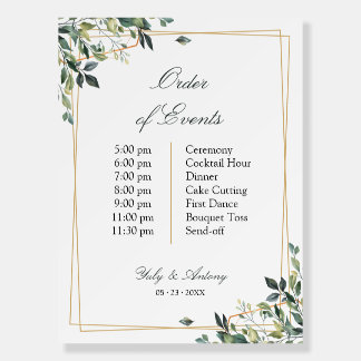 Romantic Geometric Frame Party Timeline Sign