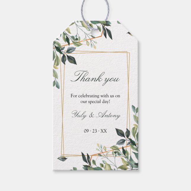 Romantic Geometric Frame Thank You Label (Front)