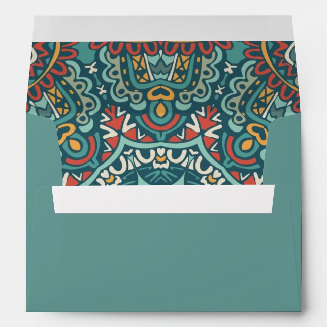 Romantic Geometric Mandala soft blue gray and red Envelope (Back (Bottom))