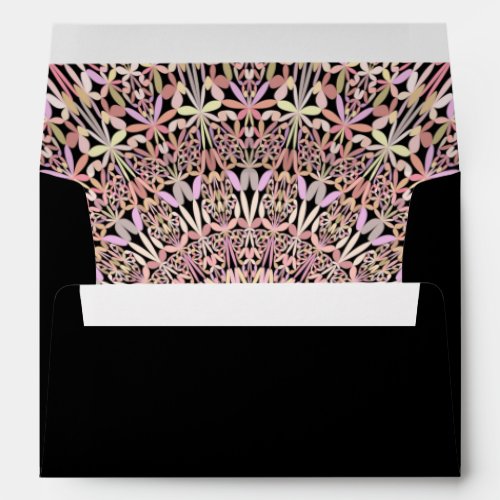 Romantic Geometric Mandala soft Pink Black  Envelope