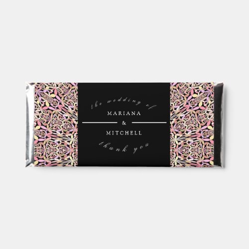 Romantic Geometric Mandala soft Pink Black   Hershey Bar Favors