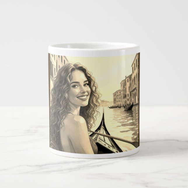 Romantic Getaway, Love and Venice Giant Coffee Mug (Front)