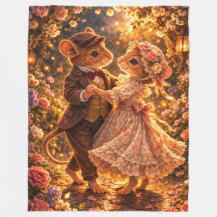 Romantic Gift Dancing Couple Lantern Light Scene Fleece Blanket