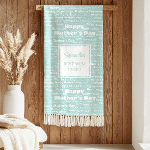 Romantic Gift for Mom Soft Green Script Blanket