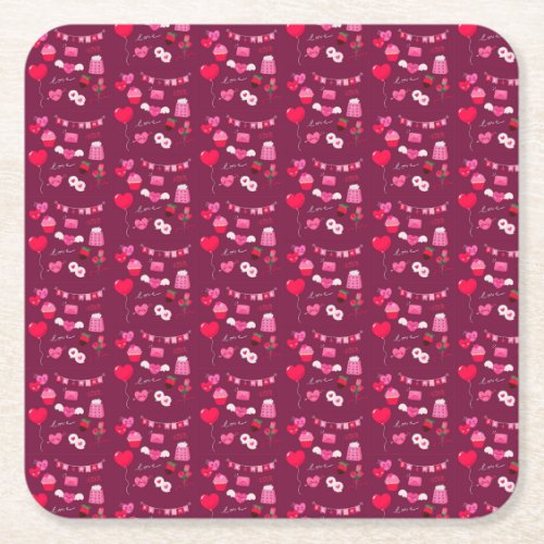 Romantic Gift Wrap for Valentines Day  Square Paper Coaster