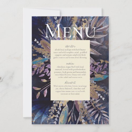 Romantic gilded double sided menu invitation