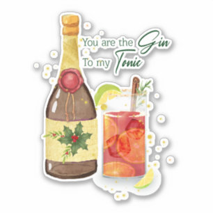 Romantic Gin & Tonic Christmas Script Sticker