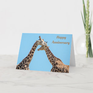 Romantic Giraffe Couple Portrait Happy Anniversary Card